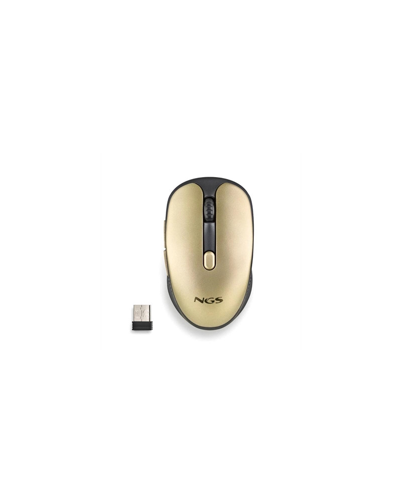 NGS Raton Inalambrico Recargable Silencioso Dorado