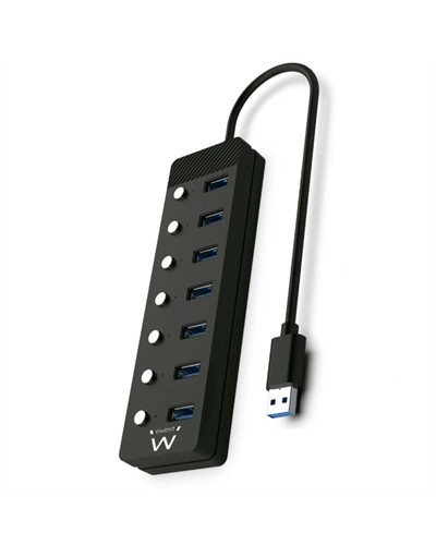 EWENT Hub usb-usb-c 7 ptos interruptor c/alimen.