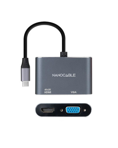 Nanocable Conversor USB-C/M a HDMI-VGA/H 15 cm