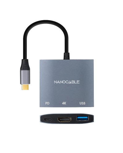 Nanocable Conversor USB-C a HDMI/USB3.0/PD 15 cm