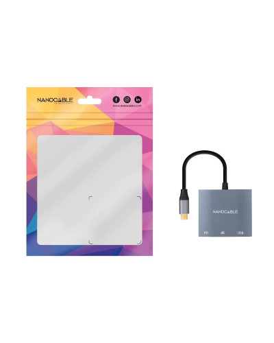 Nanocable Conversor USB-C a HDMI/USB3.0/PD 15 cm