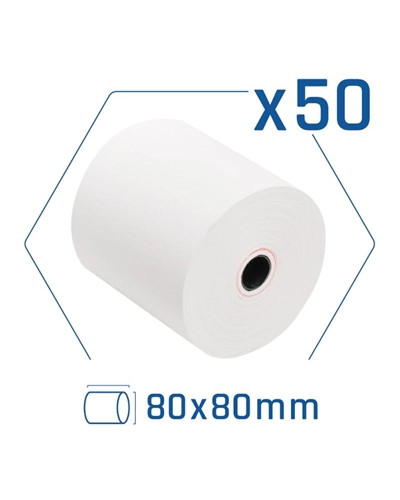 Pack 50 rollos papel térmico sin BPA 80X80mm