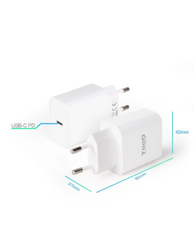 Tooq Cargador pared USB-C PD3.0 20W Blanco