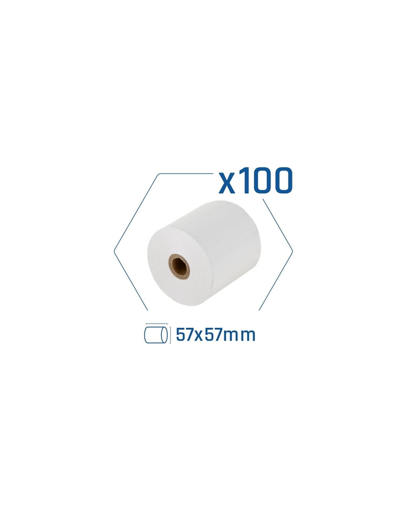Pack 100 rollos papel térmico sin BPA 57X57mm
