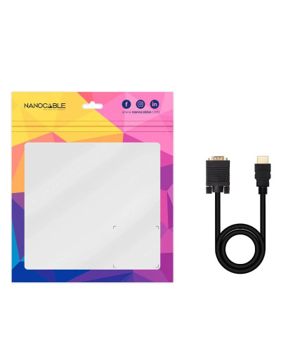 Nanocable Conversor HDMI a VGA M-M, 1.8 m Negro