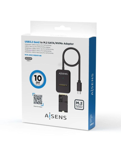 Aisens USB-C Dock M.2 Sata/Nvme-Usb3.1 Gen2 Negra