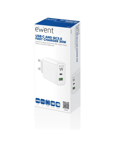 EWENT CARGADOR RÁPIDO USB-C / QC 3.0 / 30W