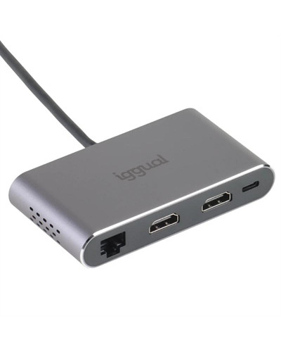 iggual Hub C 8 en 1 2xHDMI 2xUSB 2xSD RJ45 PD100W