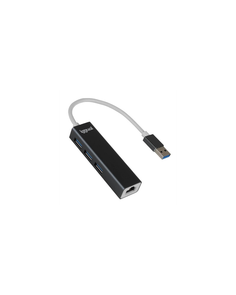 iggual Hub USB-A 3 puertos USB 3.0 + RJ45 Gigabit