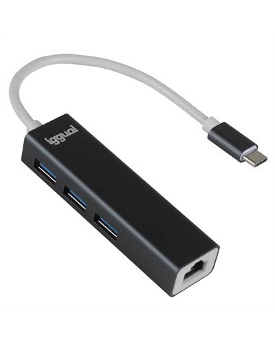 iggual Hub tipo C 3 puertos USB 3.0 + RJ45 Gigabit