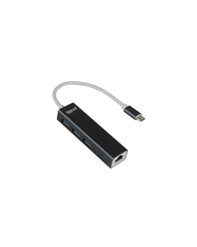 iggual Hub tipo C 3 puertos USB 3.0 + RJ45 Gigabit