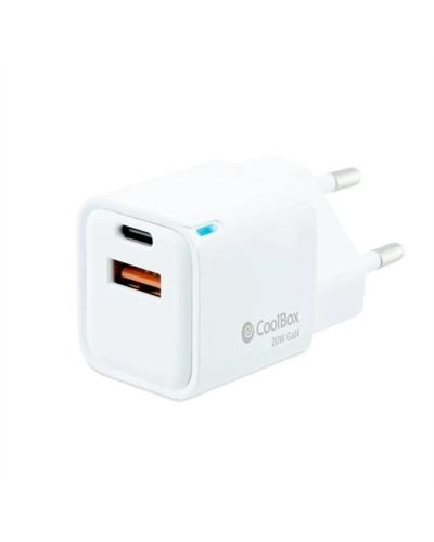 Coolbox Cargador Gan 20W USB-C/USB-A PARED