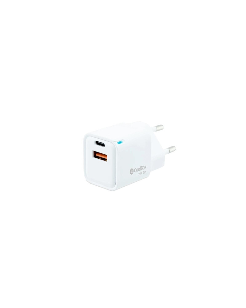 Coolbox Cargador Gan 20W USB-C/USB-A PARED