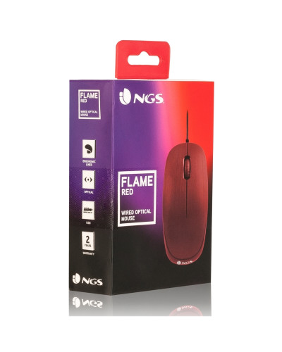 NGS Raton óptico Redflame 1000 Dpi Rojo