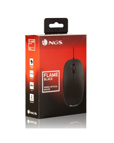 NGS Raton óptico Flame 1000 Dpi Negro