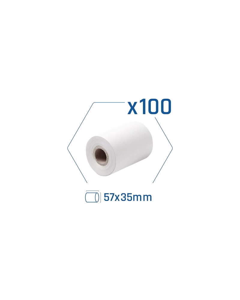 Pack 100 rollos papel térmico datáfono 57x35 mm