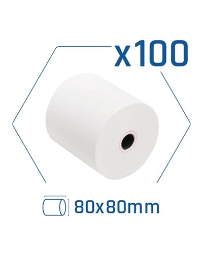 Pack 100 rollos papel térmico sin BPA 80x80mm