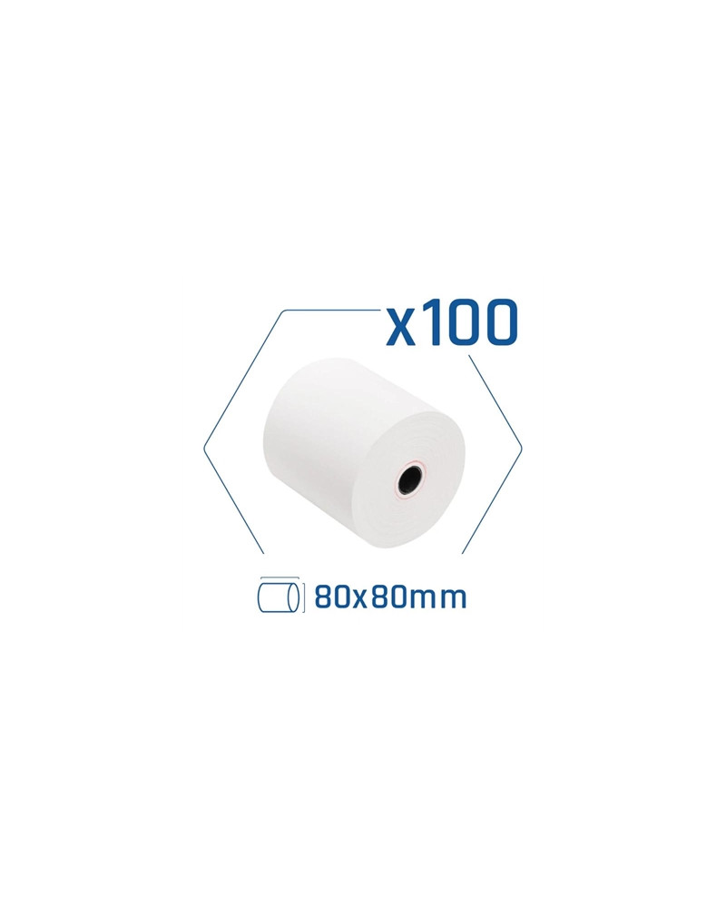 Pack 100 rollos papel térmico sin BPA 80x80mm