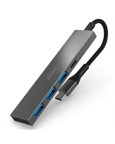 Nilox Hub Usb c, 3xUSB-A Y 1xUSB-C, Gris