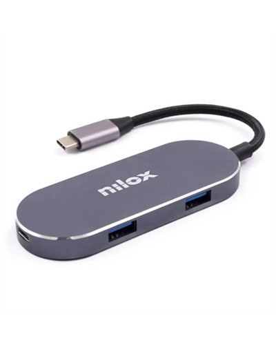 Nilox Mini dockstion usb-c HDMI, 5 EN 1, Plata