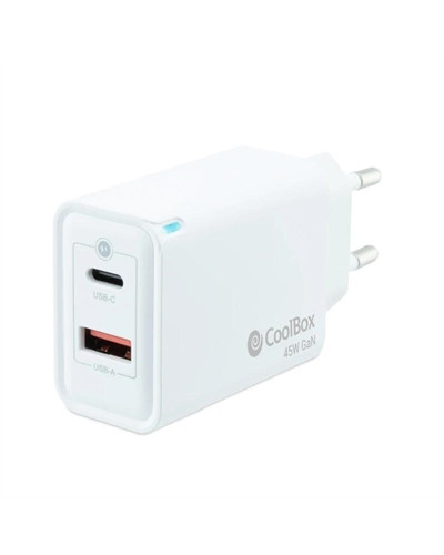 Coolbox Cargador Pared GAN 45W USB-C/USB-A
