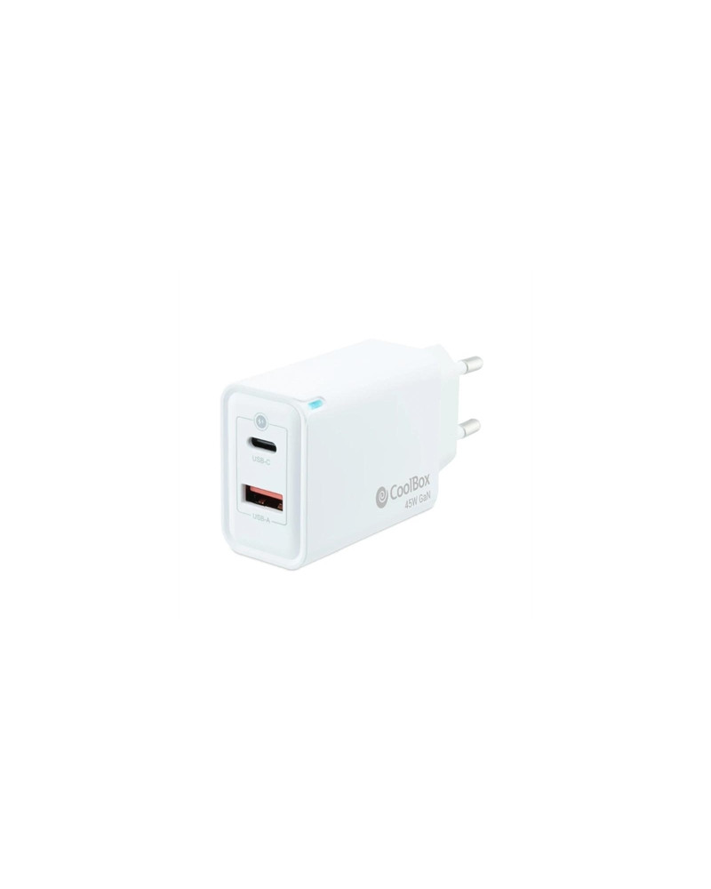Coolbox Cargador Pared GAN 45W USB-C/USB-A