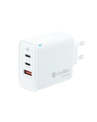 Coolbox Cargador Pared GAN 65W USB-C/USB-C/USB-A