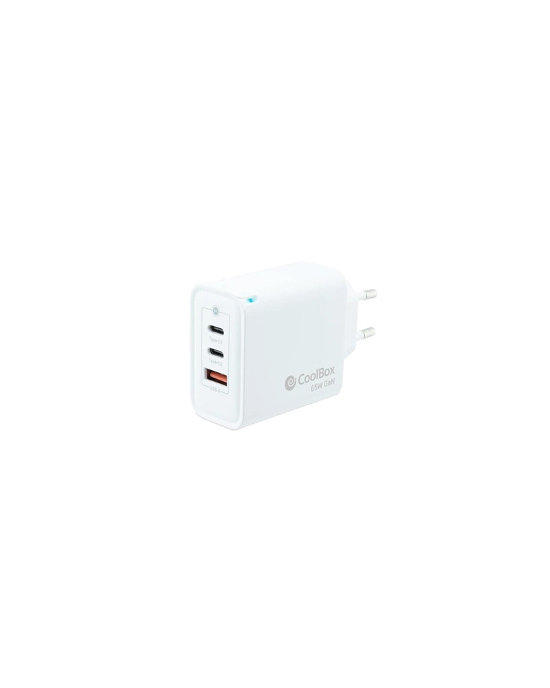 Coolbox Cargador Pared GAN 65W USB-C/USB-C/USB-A