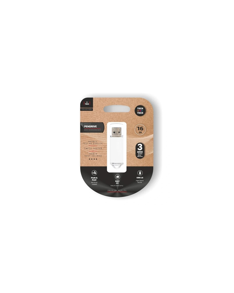 TECH ONE TECH Basic Pendrive 16Gb USB 2.0 Blanco